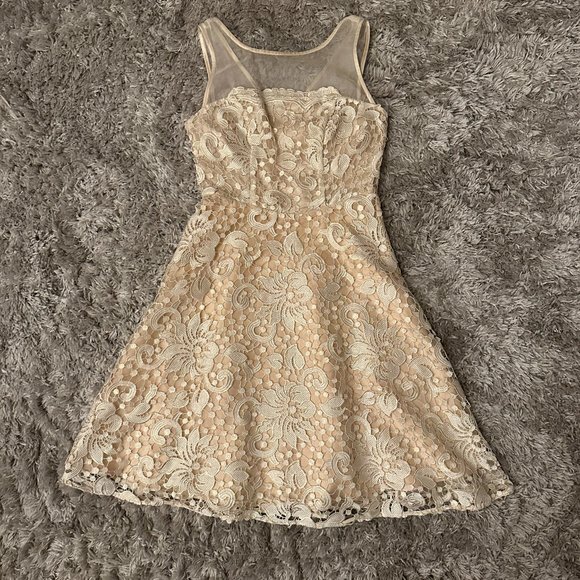 Eva Franco Lace and Silk Fit and Flare Dress - Picture 1 of 4